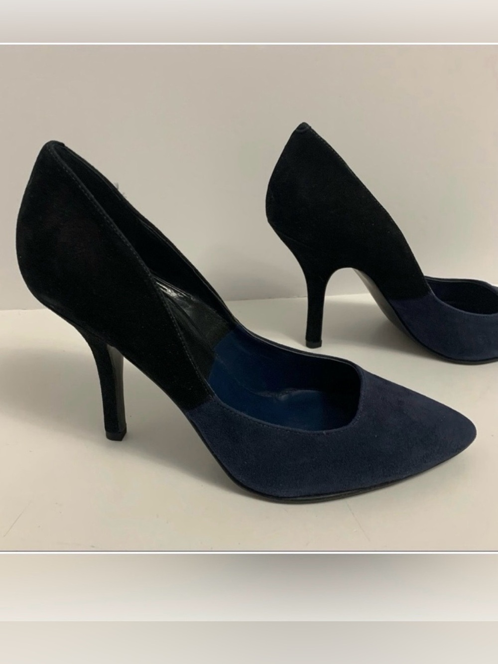 NINE WEST pointed toe leather suede Heels blue black size 10 high heels shoes
